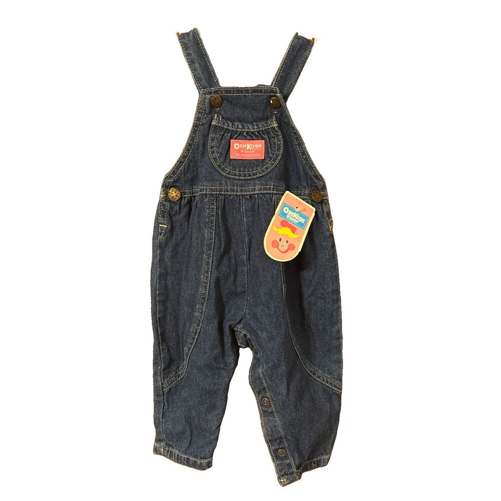 Vintage Girls OshKosh B'Gosh Denim Vestbak Overalls 6-9 M Pleated ~ USA ~ Bubble